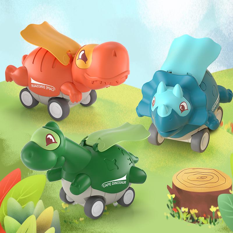 Dinosaur Inertial Car Toy Cartoon Cute Dino Design Pressing Sliding Racing Mini Car Toy Tyrannosaurus Model for Kids Toddler