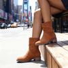 Woman Suede Ankle Boots Autumn New Fashion Thick Heels Back Zipper Boot Woman Design Chunky Heel Pointy Short Botas 2026