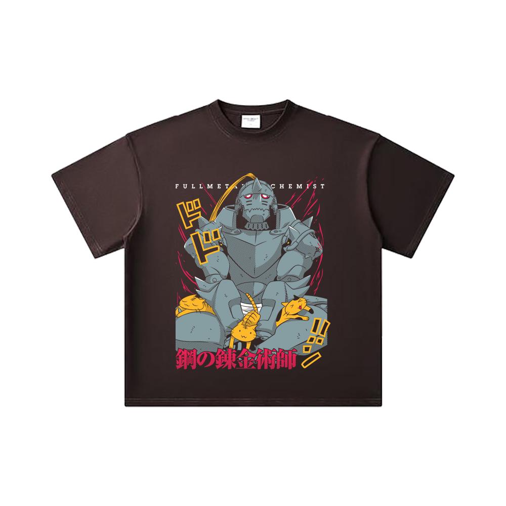 260 GSM Double Yarn 32 Count 100% Cotton Fullmetal Alchemist V4 Alphonse Print Unisex Heavy Cotton T Shirt… More