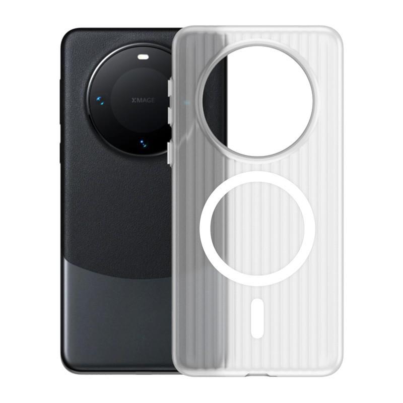 Suitable for Huawei Mate70pro Matte Magnetic Suction Mobile Phone Case Corrugated Stripes Mate60Pro Fall-proof PC Protection Case