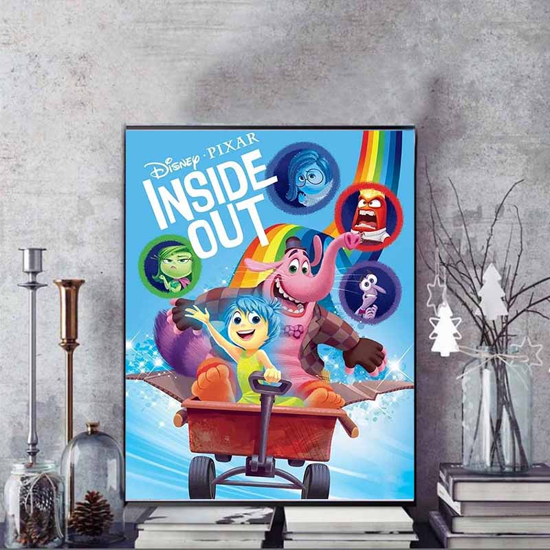 Disney 5D DIY Diamond Painting Decorations Classic Inside Out Poster Illustrations Diamond Embroidery and Rhinestone Cross Stitch Set Handmade