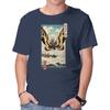 Unisex Crew Neck T-Shirt Ancient Moth Ukiyo-E Graphic Short Sleeve Casual Tee