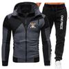 Pirate King Logo Men's New Autumn/Winter Sweater Zipper Stand Neck Hat Sweater Coat and Men's Casual Pants Two Piece Set