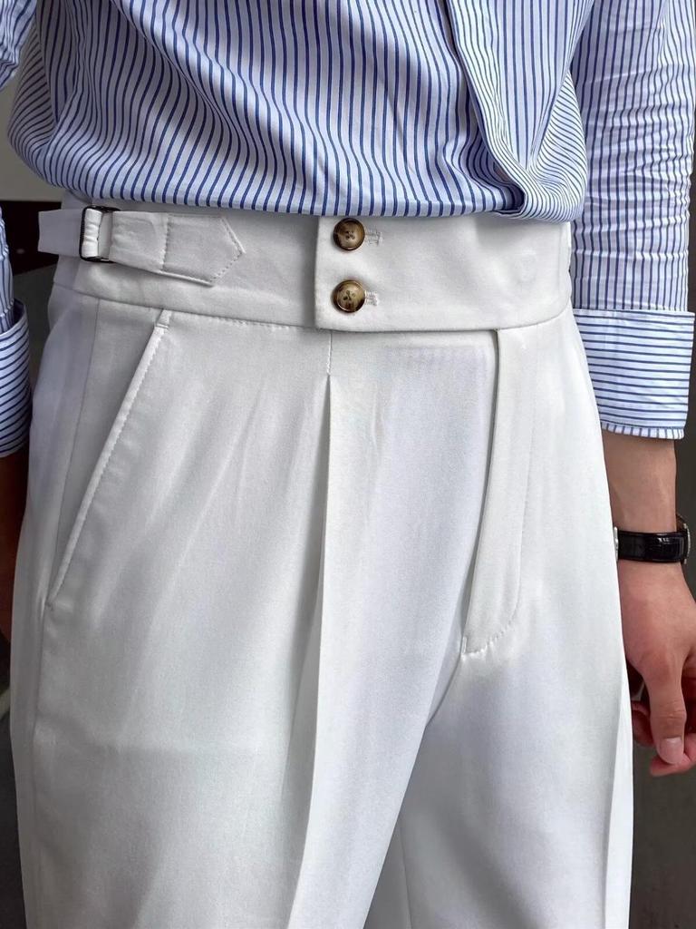 Men's British-Style Wrinkle-Resistant Dress Pants - Casual, Versatile, and Stylish French Suit Trousers