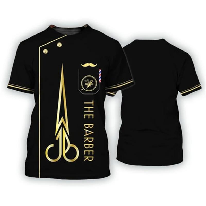 Hairdresser Men's Fashion 3D Printed T-shirt Casual Short Sleeved Barber Men's Style