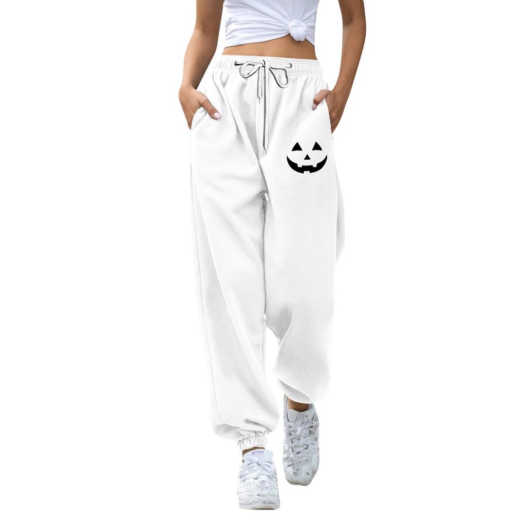 Dětské sportovní Halloweenské tištěné gradientní kalhoty s kapsami na stahovací šňůrku