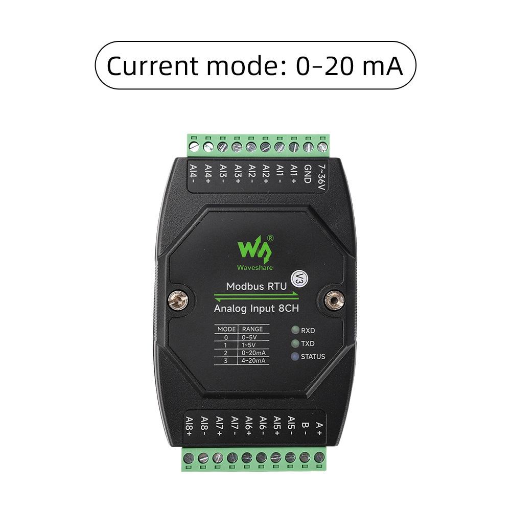 DIN Rail Modbus RTU Analog Input 8CH Analog Acquisition Module 12-bit High-precision Voltage or Current Acquisition