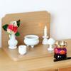 Buddhist Altar Set, Plain White Porcelain, 5 Pieces + Bell Set, Incense Burner Ash Included, for 49th Day Memorial Service, Altar Decoration