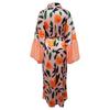 Dámské Maxi Kimono s vlnovým potiskem, otevřené vpředu, s nabíranými rukávy, dlouhý kardigan, ležérní Boho, plážové přehození