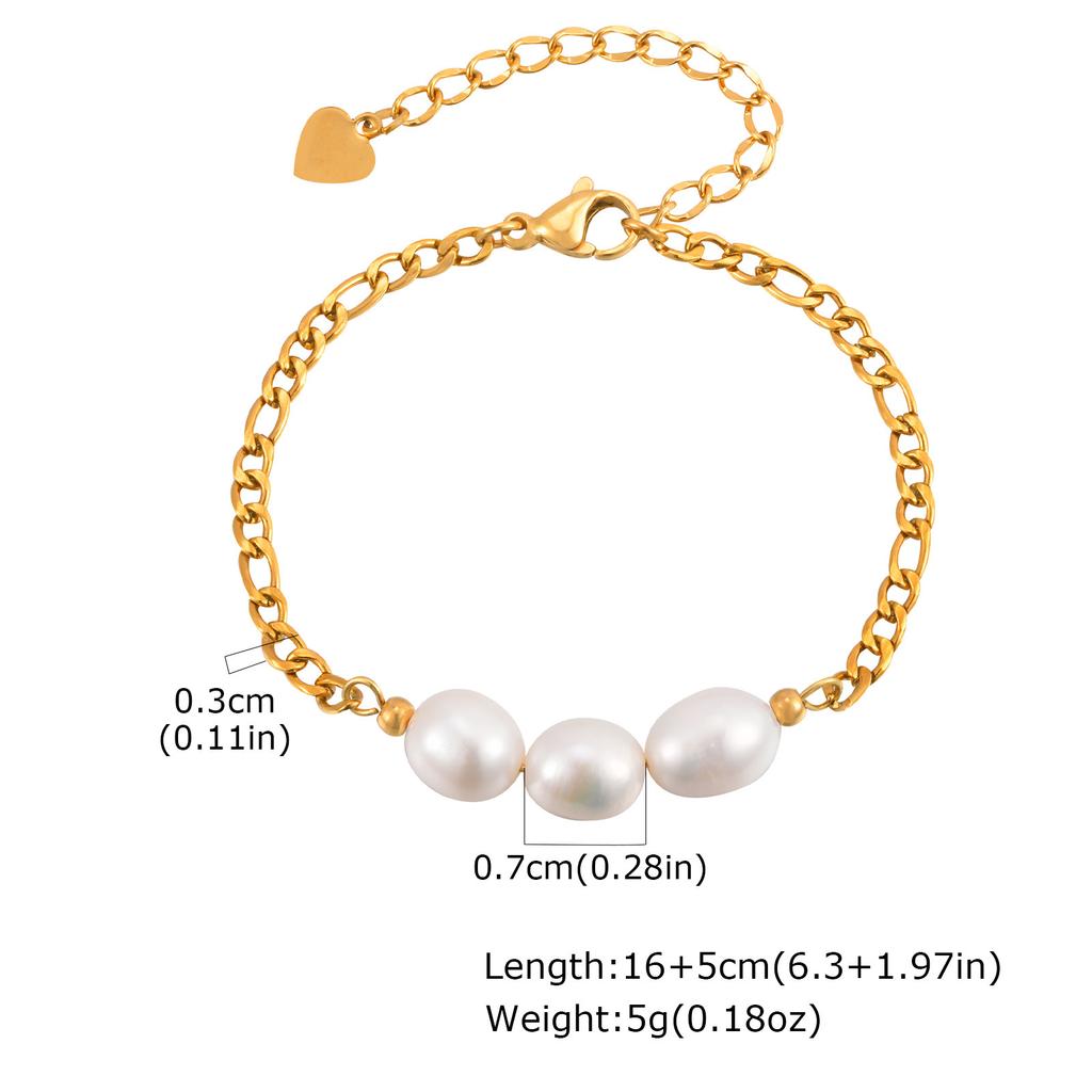 Fashion Jewelry Stainless Steel Imitation Pearl Gold Bracelet Elegant Accessories 2367