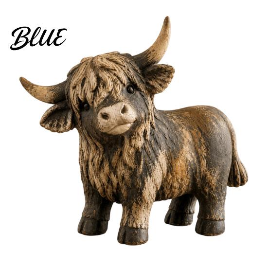 Country Style Shelf Decorations Farmhouse Highland Cow Figurine Resin Scottish Bull Statue Rustic Detailed Pastoral Home Accessories Tabletop