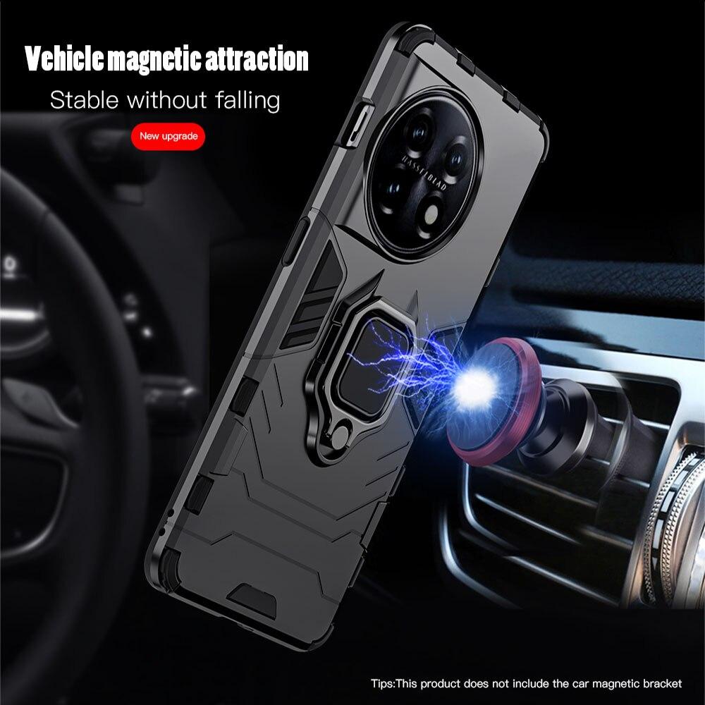 KEYSION Shockproof Armor Case for Oneplus 11 5G 11R 10R 150W Metal Ring Stand Phone Cover for One Plus Ace 2 5G 1+ Ace Racing