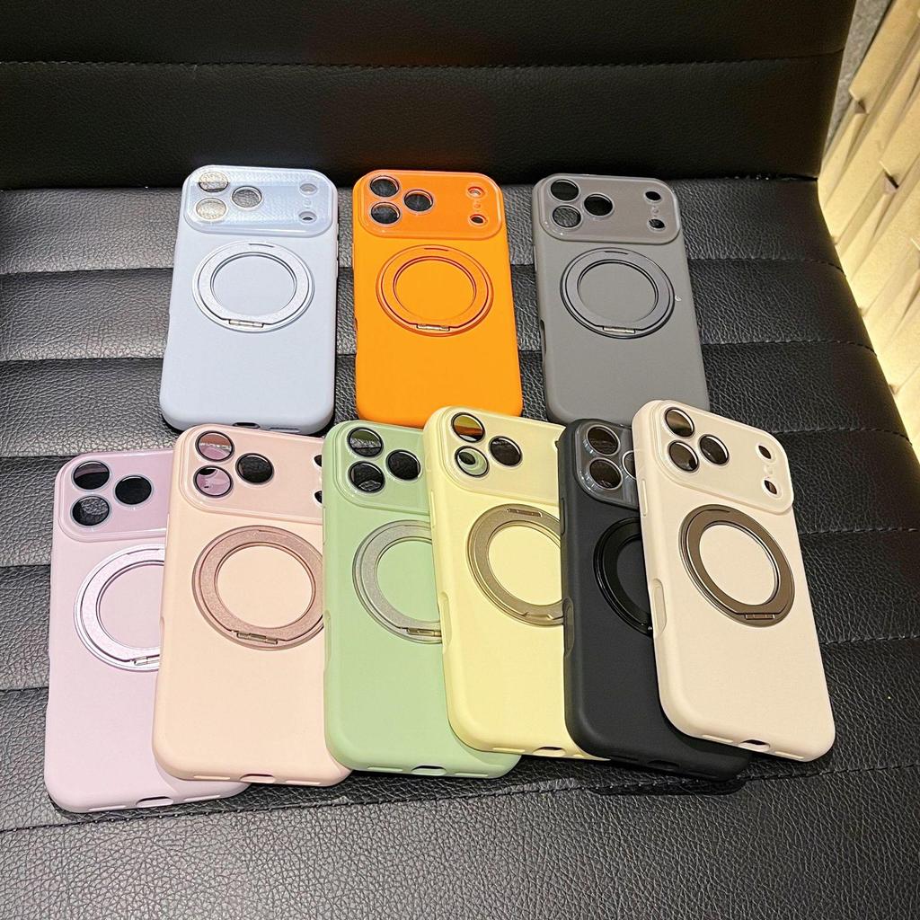 iPhone 17 Pro Max Liquid Silicone Case with Ring Holder and Large Window, 17 Series Protective Cover