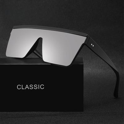 Vintage Male Flat Top Sunglasses Men Brand Black Square Shades UV400 Gradient Sun Glasses For Women Cool One Piece Designer