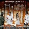 Ausziehbarer Gartentisch, Outdoor-Esstisch für 6 Personen, Rechteckiger Terrassentisch mit Aluminiumrahmen und Tischplatte aus Kunststoff, 80/160L x 80B x 75H cm, Beige