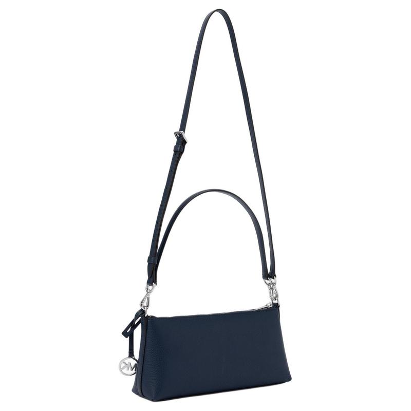 Michael Kors Carson Brand Logo Solid Color Letter Charm Adjustable and Removable Shoulder Strap Cowhide Shoulder Bag Small Women's Navy Blue