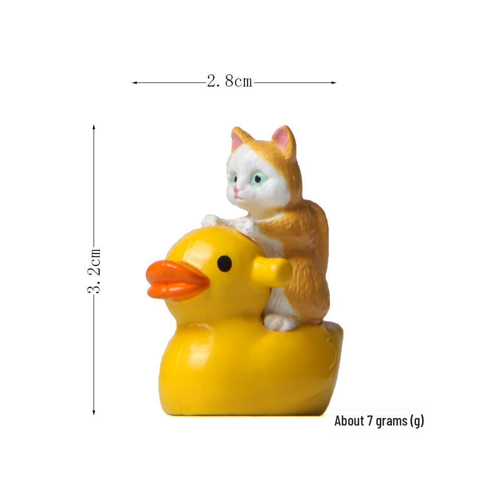 

Playful Water Series: Hand-Painted Yellow Duck & Cat Figurines for Micro Landscaping Single Piece Price, Open-Beak Duck