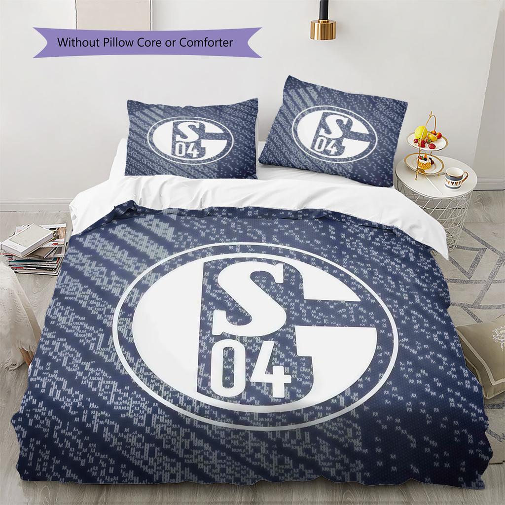 Biancheria da letto con motivo FC Schalke 04, Set piumone Copripiumino Federa Regalo di Compleanno per la Casa(1 * copripiumino + 2 * federa, senza nucleo)