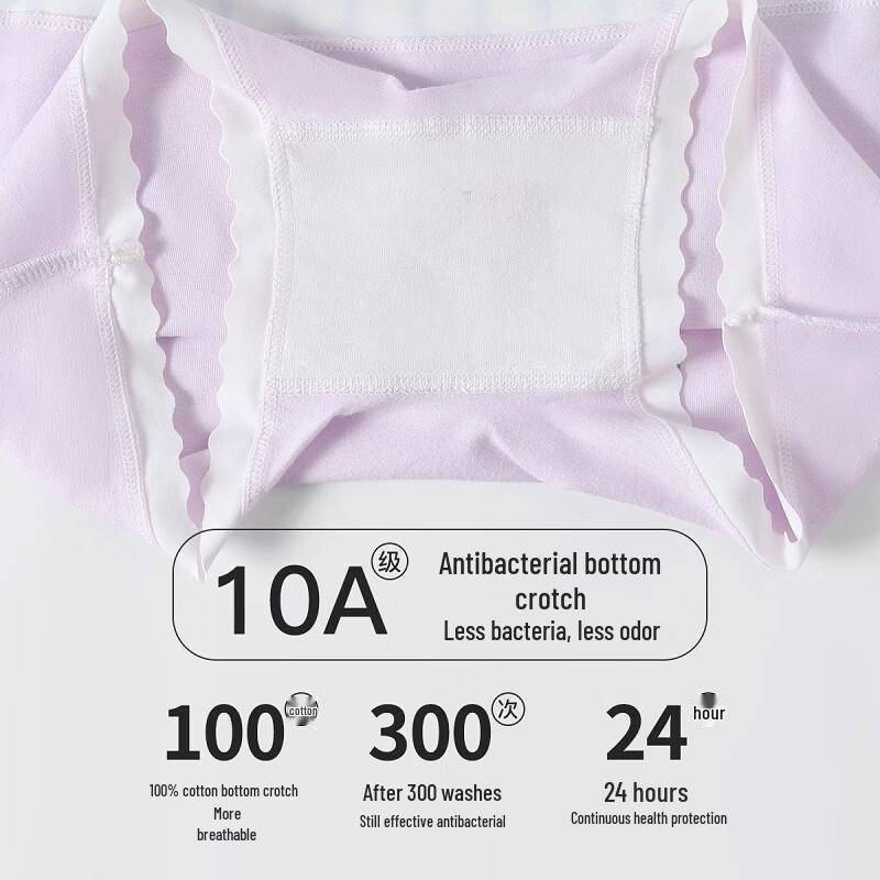 Fenteng Girls' 10A Antibacterial Combed Cotton Boxer Briefs (4-Pack)