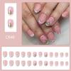24 Pcs French Tip Press On Nail Short Oval False Nail Flowers Acrylic Nail Simple Full Cover Stick On Nail
