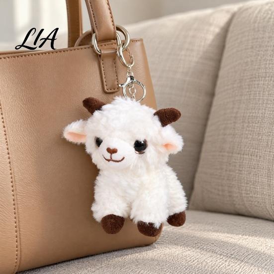 Cute Sheep Keychain Plush Keychain, Soft Stuffed Animal Bag Charm with Metal Ring Polyester Fiber for Backpacks and Keys, Cartoon Lamb Pendant
