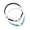 2 Pieces of Ocean Style Black and White Bead Mixed with Turquoise Starfish Double-layer Layered Women's Ankle Chains