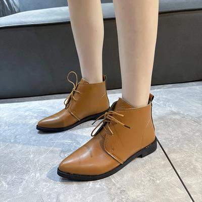 Fashion Retro Pointed Toe Fashion Ankle Boots for Women 2024 Autumn Winter Style British Style Casual Lace Up Women's Leather Boots
