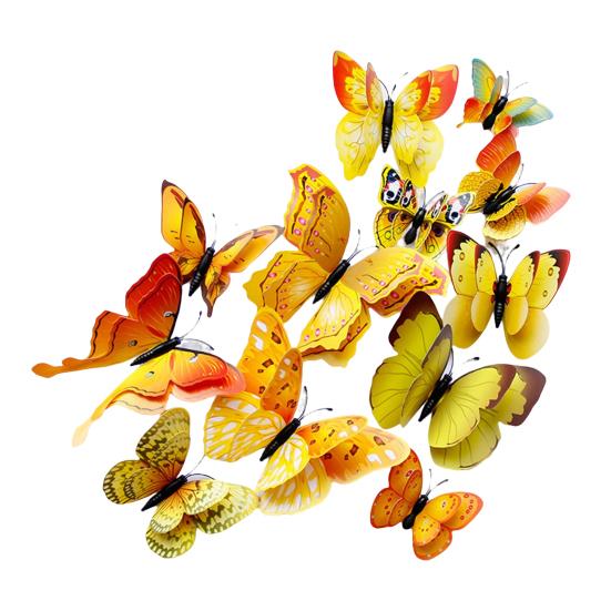 12 Pcs/Set Realistic Background Sticker Practical Durable Magnetic Butterflies Shape Wall