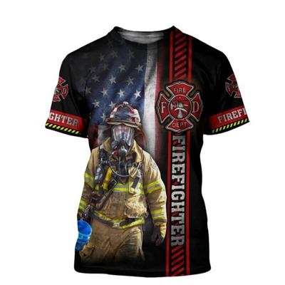 Firefighter Printed T-shirt 3D Printed Men's T-shirt Street Casual Short Sleeved Fashion Large Summer T-shirt Trend Men Clothing