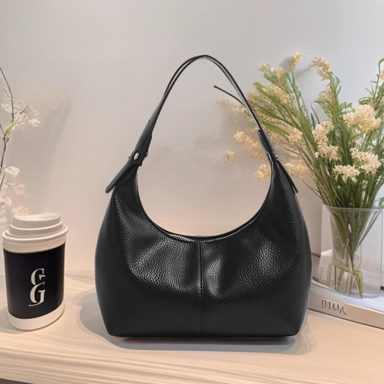 PU Handbag Purse Solid Color Armpit Bag Top Handle Handbag for Women Ladies Work Travel Commuting чёрный