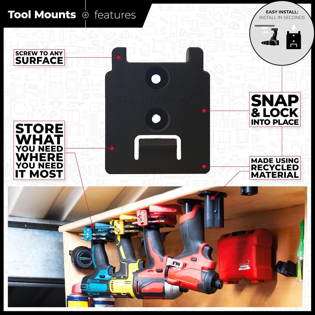 Stealth Mount Tool Mount for DeWalt XR (4-Pack) Yellow TM-DW18-YLW-4