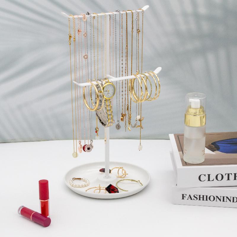 1Pcs Elegant Jewelry Storage Rack 2-Layer Display Stand, Used for Earrings, Necklaces, Ring Tray, Spacious and Durable, Easy To