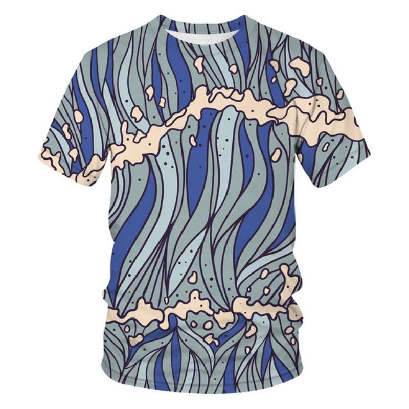 Summer Abstract Geometric Pattern 3D Digital Printed Short Sleeved Men's T-shirt