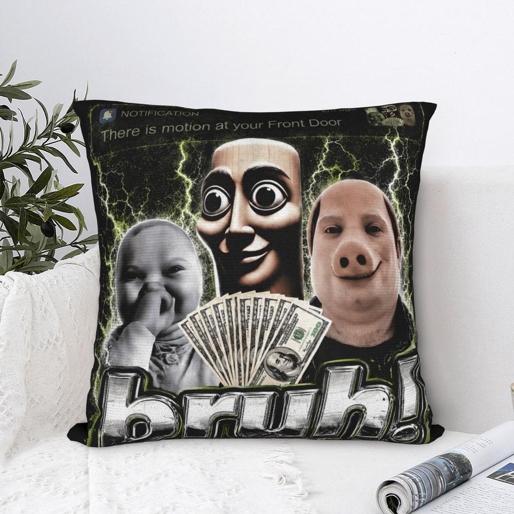 Pillow Case Motion At Your Front Door Tung Sahur John Pork Ai Baby Meme Custom Pillow Cover For Couch Sofa Bedroom Pillowcases