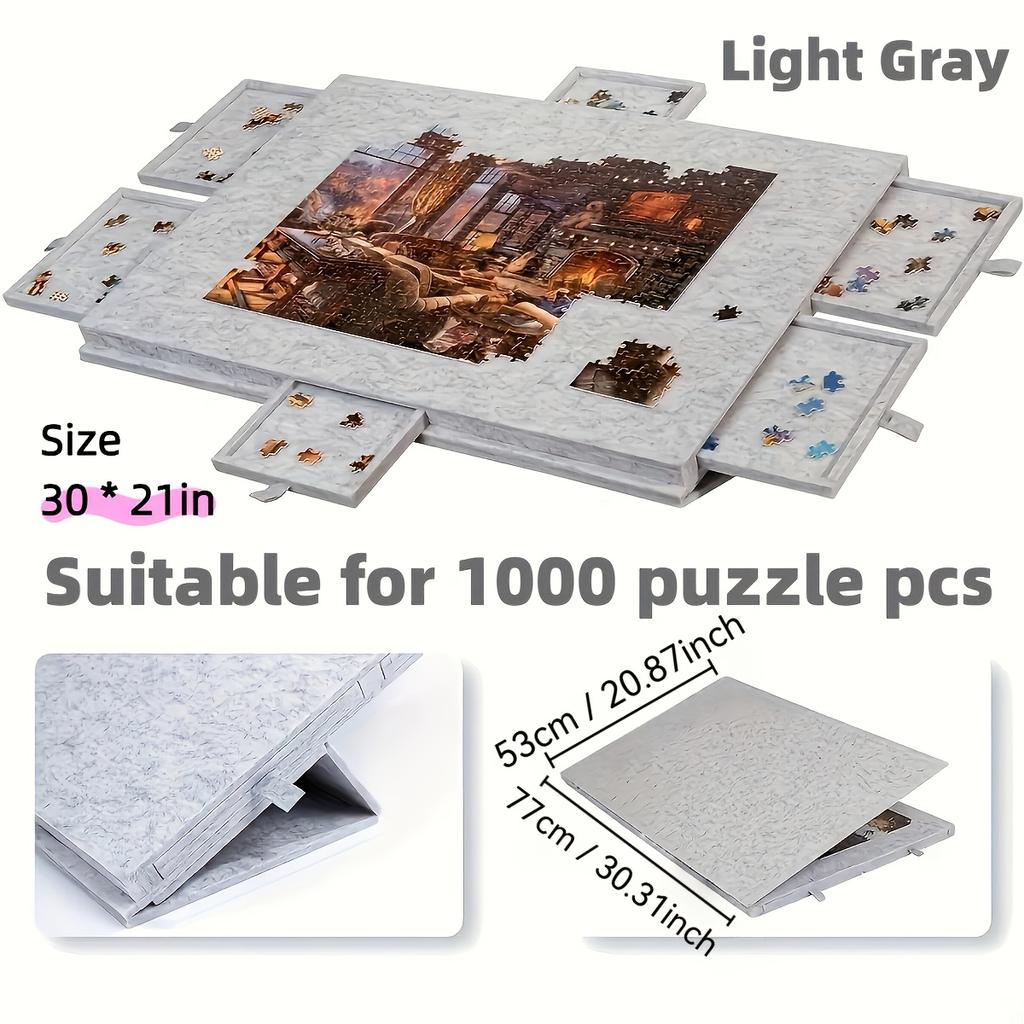 1000Pcs Puzzle Board W/6 Sliding Drawers - Portable Non-Slip Organizer, Durable Storage For Home/Travel, Also Decor Panel