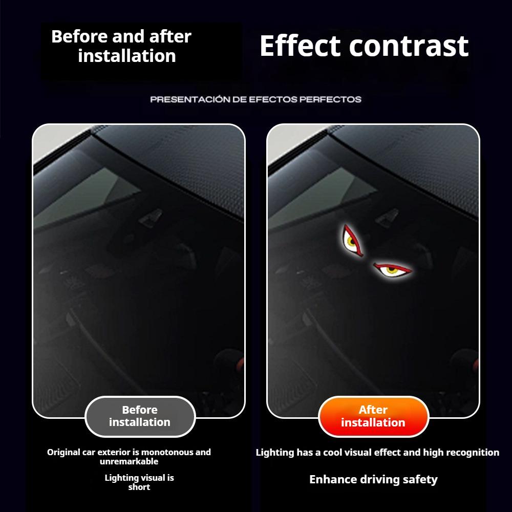 Upgrade Car Solar Energy Warning Light Devil Eyes USB Dual-Use LED Car Light Universal Rechargeable Color Changing Warning Light