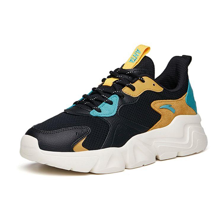 Anta Lightweight Comfortable Durable Low-Top Casual Shoes Men Sneakers Black Blue 912138826-4
