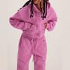 Women's Sweatshirt Set Fashion Hooded Round Neck Long Sleeve Top Casual Loose Warm Two-piece Set
