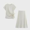 Women's Round Neck Knitted Top + A-Line Skirt Set