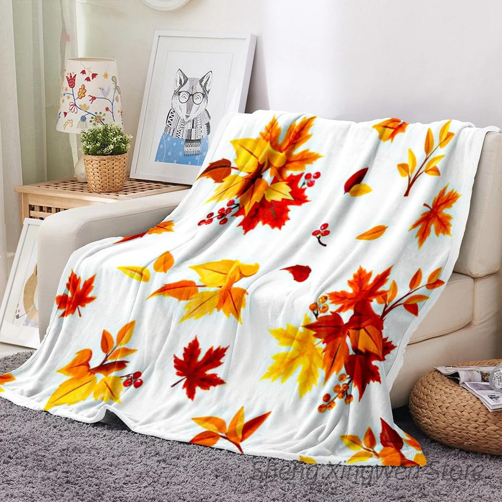 Büffelkaros Ahorn Flanell Decke Weiche Überwurfdecke Blätter Eicheln Kürbisse Libelle Schmetterling Sofa Bett Dekor Halloween Geschenke