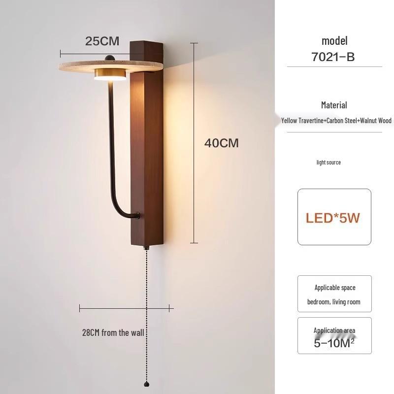 Wabi-Sabi Style Japanese Walnut Wall Lamp for Living Room, Bedroom, Hotel Entrance, or Corridor.