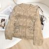 Women's Linen Blend Sequin Embellished Long Sleeve Jacket