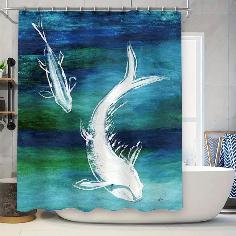 

Underwater World Shower Curtain Blue Fishes Printed Fabric Shower Curtains For Bathroom Decorations Waterproof Polyester Backdro W60H190(CM)-1 Pcs