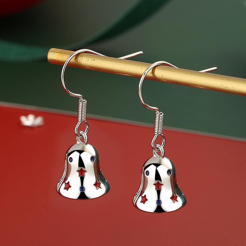 S925 Sterling Silver Reindeer Snowflake Red Earrings - Christmas Series Studs for Women