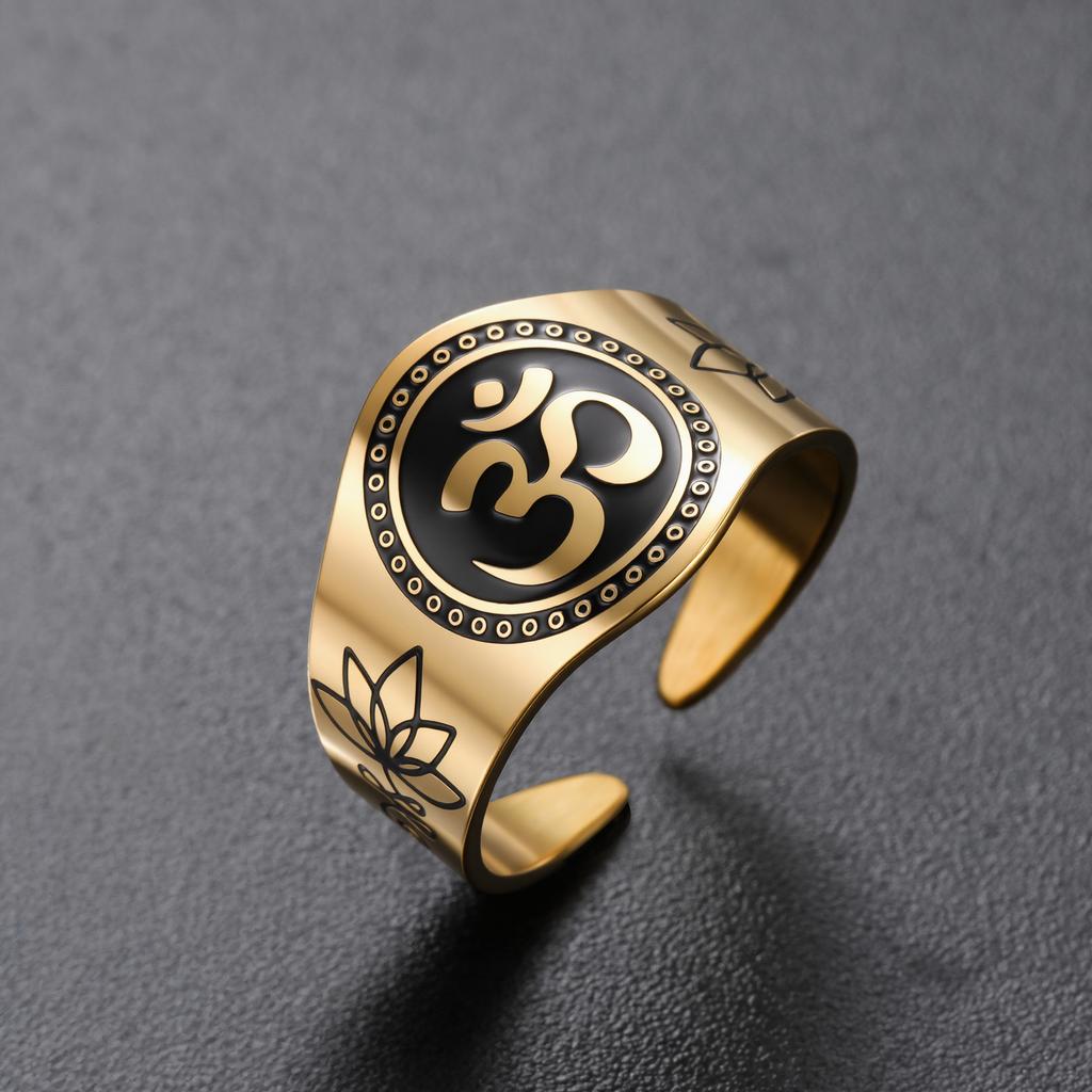 Teamer Om Symbol Ring Adjustable Finger Ring For Women Men Stainless Steel Amulet Buddhism Zen Art Cultural Jewelry Gift 2026