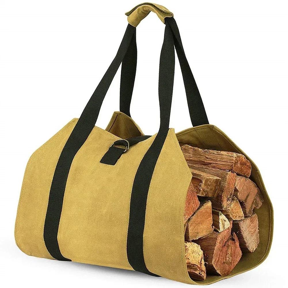 Storage Pack Canvas Bag Waterproof Wear Resistant Dirt-proof Portable Firewood Log Carrier Heavy Outdoor Rectangle