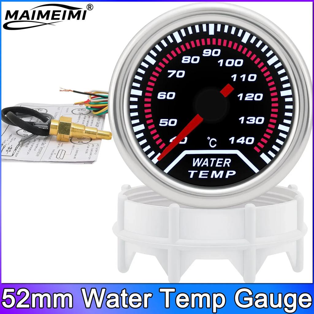 52mm 12V Car Oil Pressure Gauge 0-100PSI + Sensor Oil Press Gauges White LED Meter EXT Tachometer RPM Water Temp Oil Temp Meter
