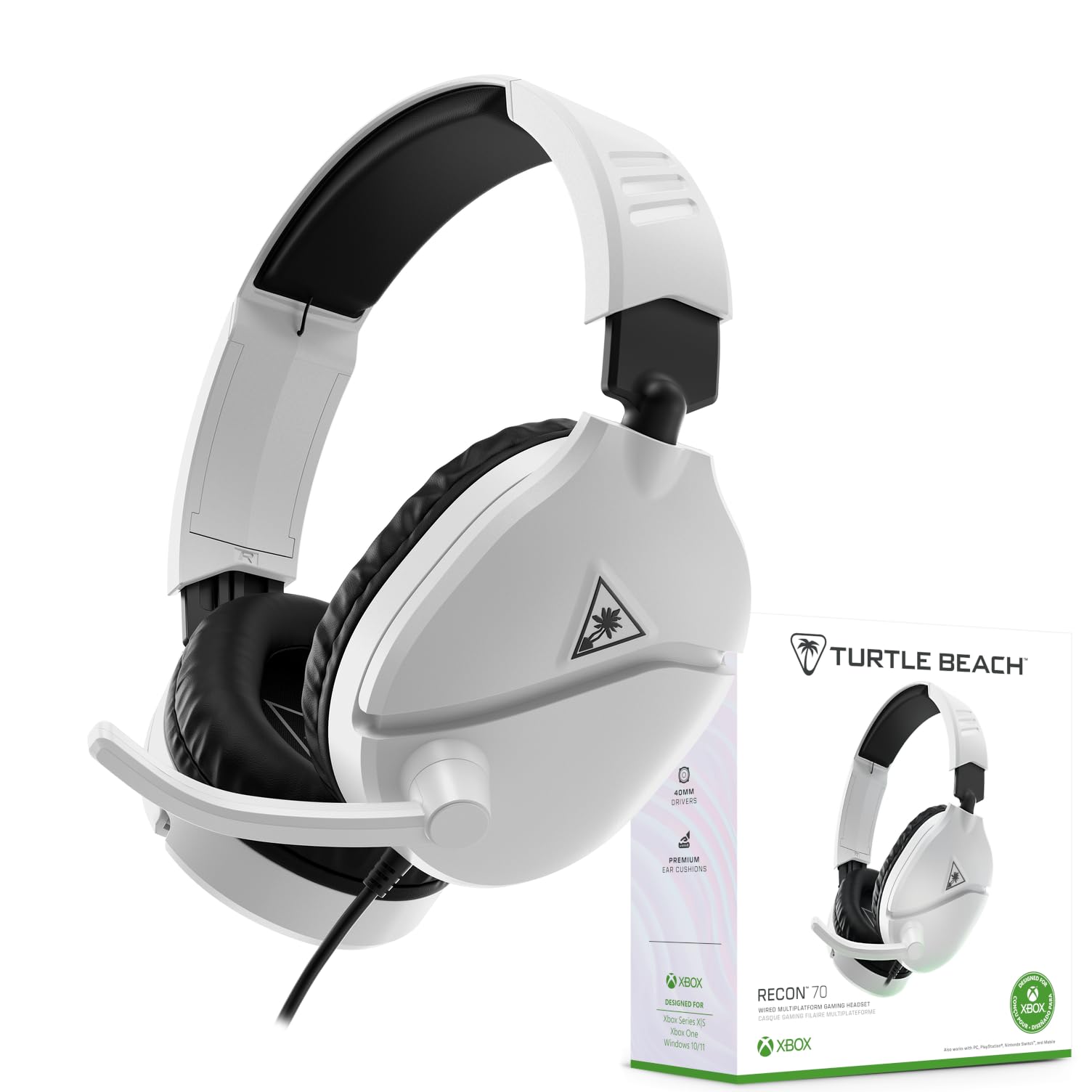 

ALGS TURTLE BEACH Recon 70 X 2024 Игровые проводные наушники с микрофоном, совместимые с портативными играми и с функцией отключения микрофона [Спонсировано APEX], Белые,