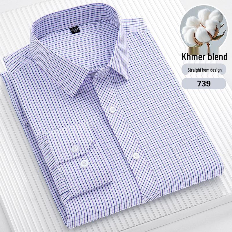 Cămașă cu mâneci lungi cu dungi pentru bărbați, mărime plus: Casual, Respirabil, Tiv drept pentru persoane de vârstă mijlocie și vârstnice