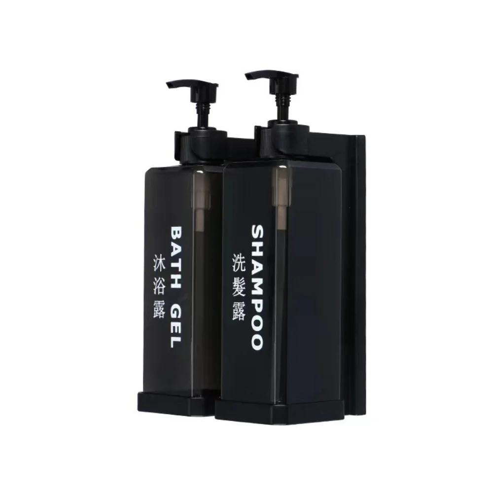 Manual Press Soap Dispenser Light Luxury Bathroom Hotel Multi-head Wall-mounted Shampoo and Shower Gel Holder 500ml